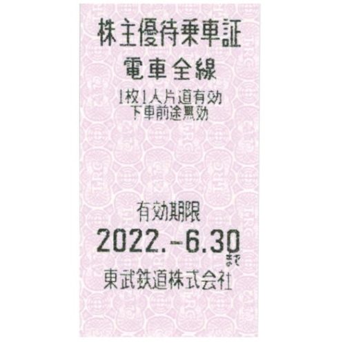 激安日本東武鉄道 株主優待券 株主優待乗車証 電車全線 定期 2022年12月31日まで 1枚 乗車券